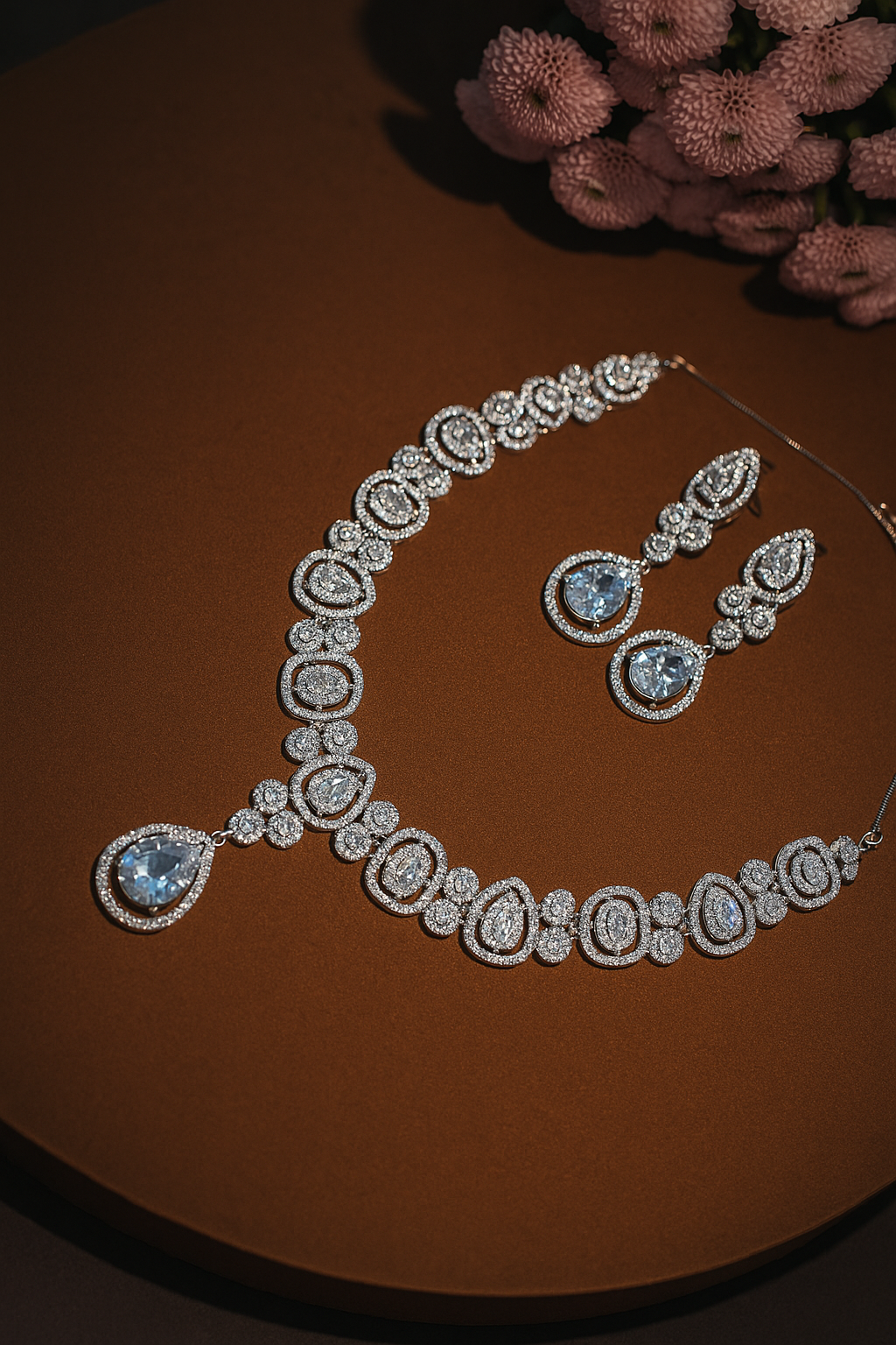 Silver Eterna Crystal Choker Set