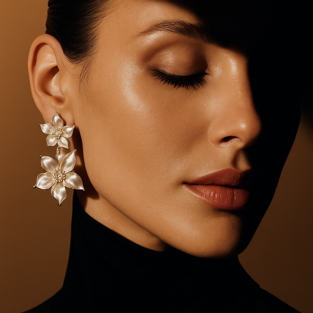 Korean earing pure petal Blossom Dew