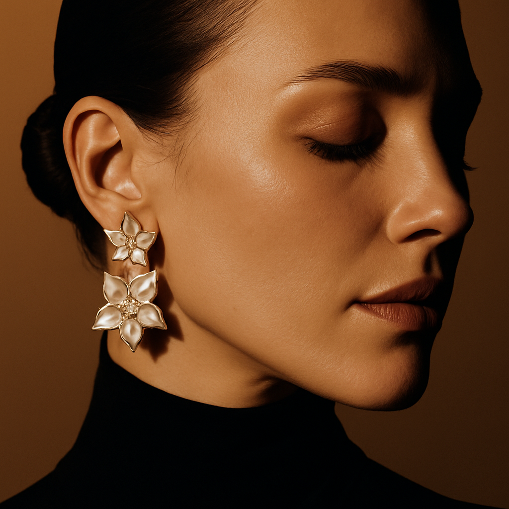 Korean earing pure petal Blossom Dew