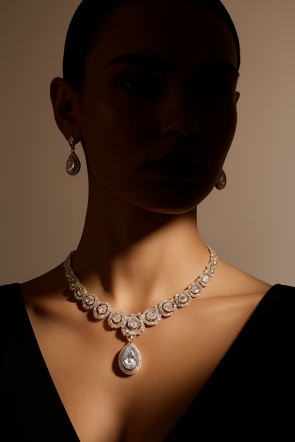 Silver Eterna Crystal Choker Set